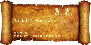 Matkó Marica névjegykártya